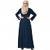 Front open zipper abaya with pintucks- Firozi Front open zipper abaya with pintucks- Firozi
